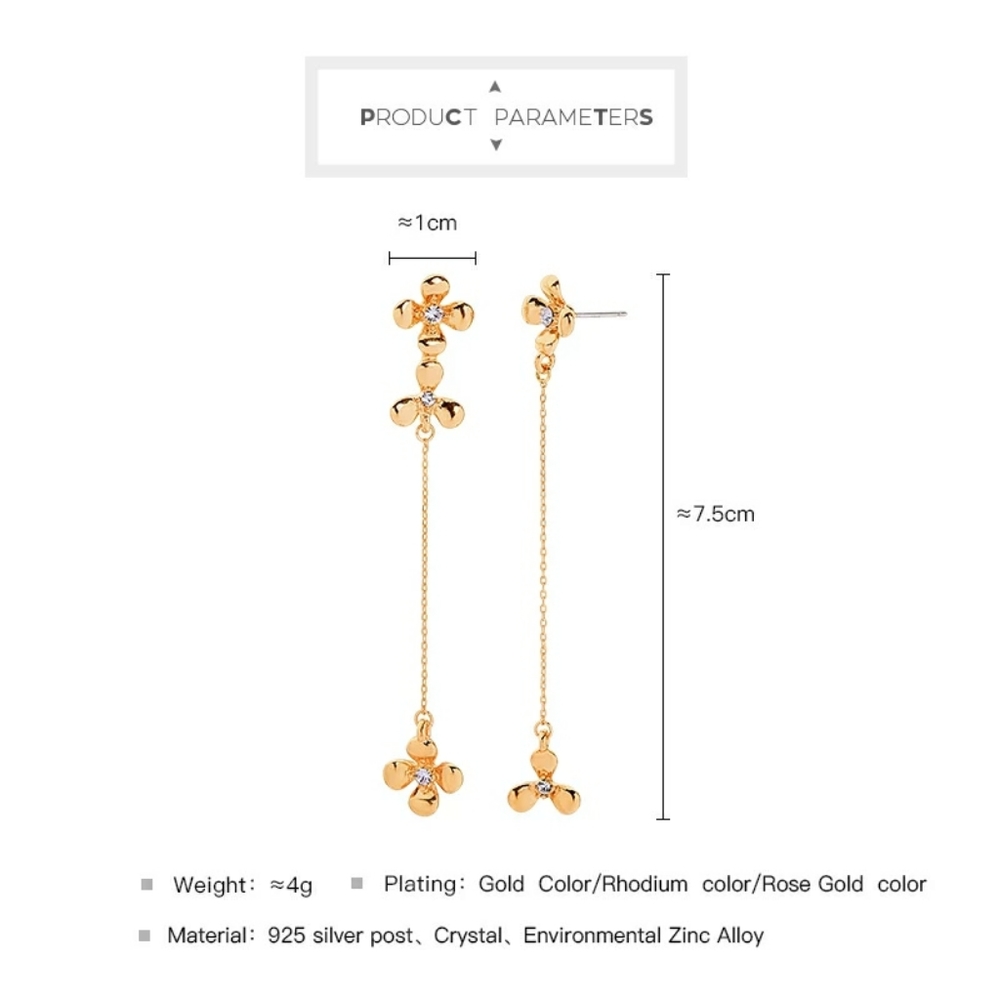 3/$24 Romantic Flower Asymmetric Crystal Earrings - Picture 10 of 10
